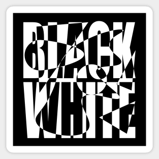 Retro Black and White Checkerboard Text Art Sticker